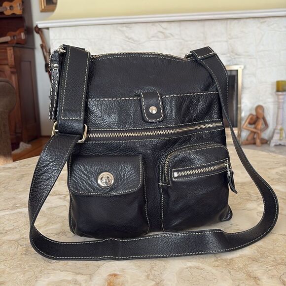 Roots Leather Venetian Tribe Large Cross Body Bag Black - Picture 3 of 16